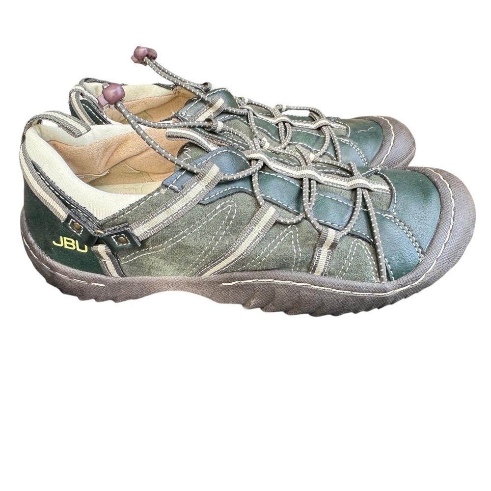 JBU by Jambu Womens Green Suede Leather Bungee Trail Hiking Shoes All-Terra 6M